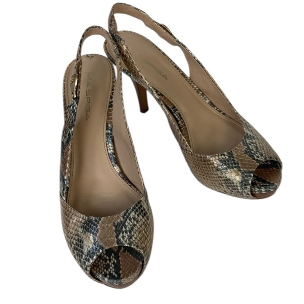 Via Spiga Metallic Snake Print Platform Heel
